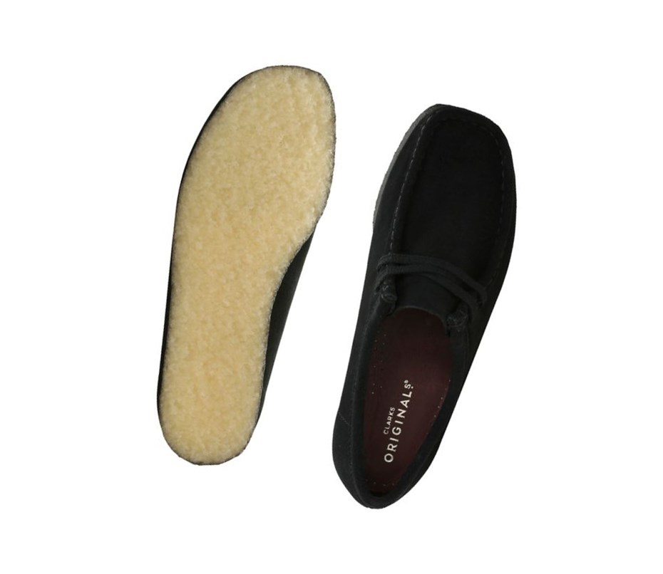 Wallabee Clarks Oryginalne Zamszowe Damskie Czarne | ASMPCD895