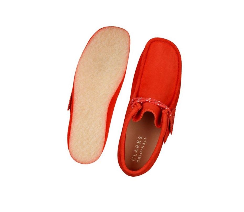 Wallabee Clarks Oryginalne Zamszowe Męskie Czerwone | CUTDMF384