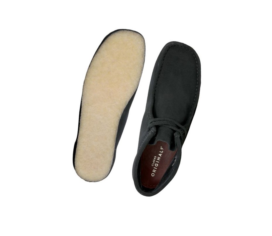 Wallabee Clarks Oryginalne Zamszowe Męskie Czarne | GCXWQB398